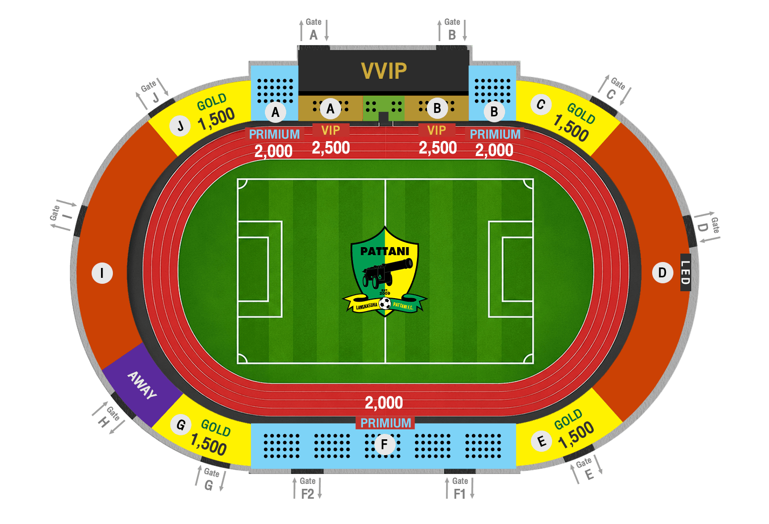 แผนผังโซนที่นั่งและราคาบัตรสมาชิกรายปี